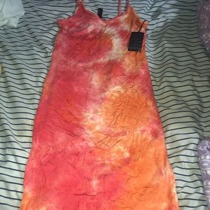 Mid length cami dress with slit